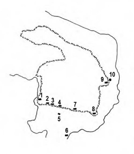 Акрагант. Храм Геры (Юноны Лацинии), около 450 г. до н. э., схема расположения храмов