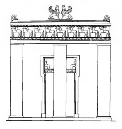 Приния. Храм А, конец VII в. до н. э. Фасад (реконструкция)