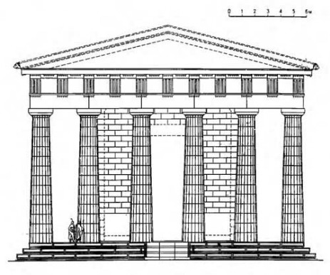 Дельфы. Храм Аполлона (около 360—330 гг. до н. э.). фасад (реконструкция)