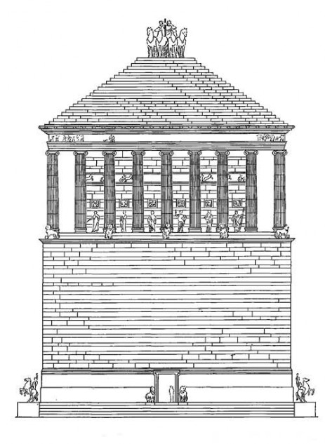 Галикарнас. Мавзолей, около 353 г. до н. э. Архитекторы Пифей и Сатир, скульпторы Скопас, Тимофей, Бриаксис и Леохар