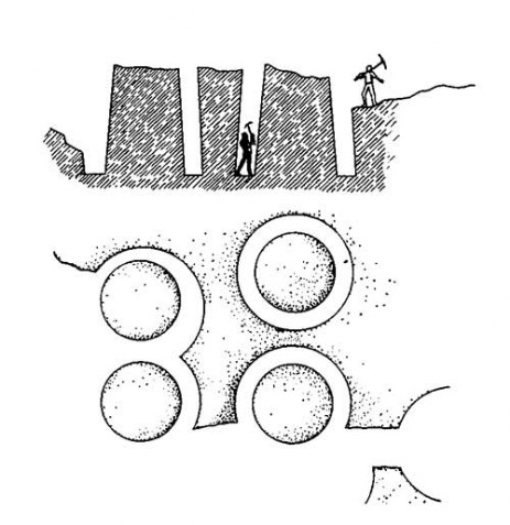 Вырубка барабанов колонн в античной каменоломне