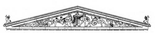 Остров Эгина. Храм Афины Афайи. Западный фронтон (реконструкция)