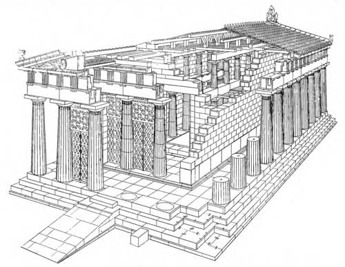Остров Эгина. Храм Афины Афайи. аксонометрия храма