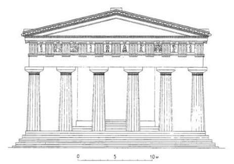 Селинунт. Храм С. Фасад (реконструкция)