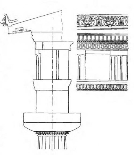 Посейдония. Храм Афины. верхняя часть ордера наружной колоннады