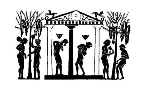 Легкие постройки общественного назначения (водоразборные портики или кренэ) по изображениям на аттических чернофигурных вазах, VI в. до н. э.