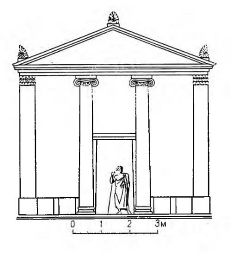 Ольвия. реконструкция южного фасада храма Аполлона Дельфиния, V в. до н.э.
