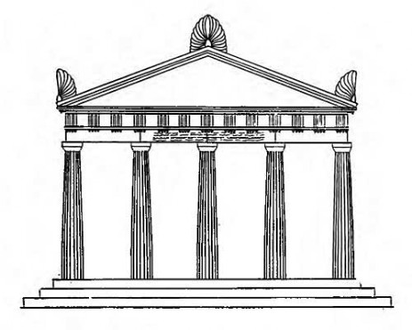 Пантикапей. Здание, посвященное царю Аспуру, 23 г. н. э. Реконструкция фасада