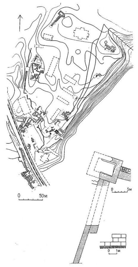Тиритака. План городища и оборонительной стены с угловой башней
